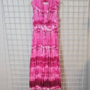 Chico's Vibrant Pink Tie Dye Maxi Dress Size 12 Chico's Size 2